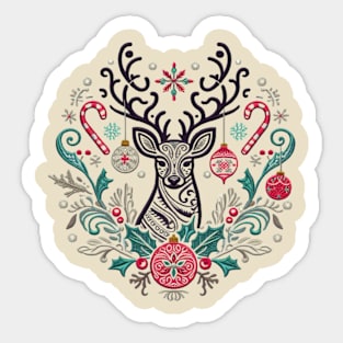 Christmas Reindeer embroidery style 23 Sticker